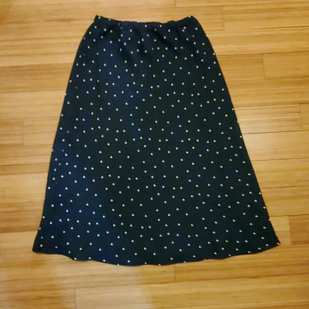 Stretchy Blue Skirt with White Polka Dots Size 10P